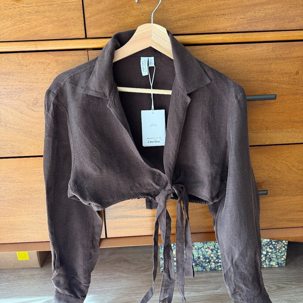 NWT & Other Stories coordinating cupro linen shirt in brown - Picture 2 of 4